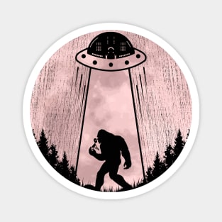 Bigfoot Ufo Abduction - Funny Sasquatch Alien Magnet